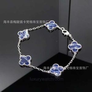 Bracelets de bijoux haut de gamme pour Vancleff Womens New Natural Fritillaria Stone Four Leaf Grass Five Flower Bracelet Femme Original 1: 1 avec un vrai logo et une boîte