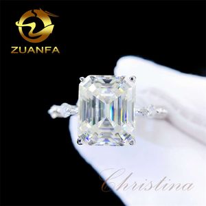 High-end sieraden Hoge kwaliteit Emerald Cut Moissanites Diamond trouwringen 10k massief witgouden verlovingsring