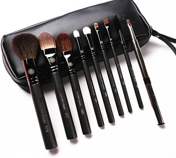 Juego de 9 brochas de maquillaje de estilo coreano de gama alta, kit de brochas de maquillaje con mango nacarado profesional y estuche de cuero Gift9537745