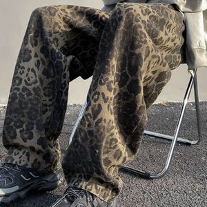 Pantalon en denim à motifs léopard haut de gamme pour hommes et femmes au printemps, nouvelle version coréenne tendance, pantalon décontracté à la mode et polyvalent