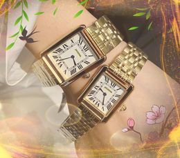 Amoureux haut de gamme montre à cadran de réservoir romain femmes bracelet en acier inoxydable horloge carré bracelet à chaîne bracelet en cuir pour femmes montre à mouvement à quartz montre de luxe cadeaux