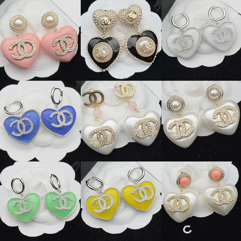 2023 di marca classico a forma di cuore orecchino CC orecchino del progettista delle donne di modo di alta qualità S925 gioielli orecchino di cristallo d'argento
