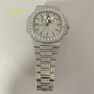 High-end luxe bling vol diamant roestvrij staal mechanisch horloges aangepaste mannen vrouwen kijken vvs moissanite hiphop ijs uit