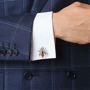 High-end luxe klassieke Franse nieuwe dierenkristal diamanten bijen heren manchetknopen sieraden voor overhemd