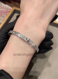 High-end luxe H Home Bangle Licht Luxe High End Square Full Diamond Buckle Bracelet 925 Silvering Pig Nose Lock Couple Sieraden