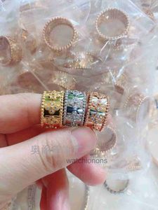 High-end luxe ring Vanclef High Edition caleidoscoop ring armband voor vrouwen vergulde 18K rose goud mosang diamanten licht luxe nicheketting