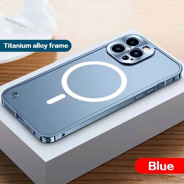 Coque de luxe haut de gamme en alliage de titane avec bouton de verrouillage, étui de Protection pour iPhone 15 14 plus Pro Max 11 12 13 Mini