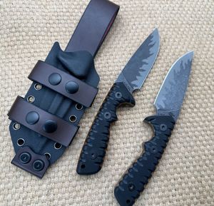 Couteau droit de survie haut de gamme MBS M27 6mm Z-wear Stone Wash Drop Point Blade Full Tang G10 Poignée Couteaux à lame fixe avec cuir Kydex