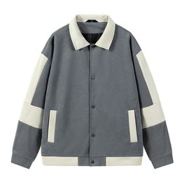 Manteau rétro haut de gamme pour hommes, marque chinoise Chic, couleur contrastée, col carré, costume de baseball, manteau supérieur