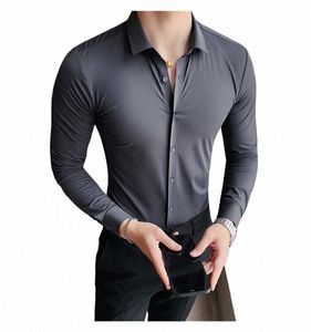 Camisa Busin blanca para hombre de alta gama, sedosa, cómoda y perfecta.Camisa de hombre sin pliegues de goma y sin ir.j0jD#