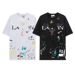 High End Men T -shirtontwerper T Shirts Mens Dames Summer Fashion Ink Splash Letter Afdruk Graphic T -stuk Round Neck Pullover Short Sleeve Tops