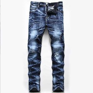 High-end heren jeans met elastische gaten, denimbroek