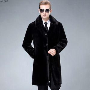 Manteau en cuir véritable de fourrure de vison des hommes à extrémité élevé de longueur moyenne entièrement chaud