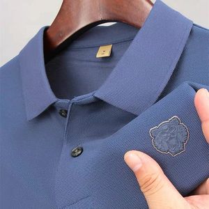 High-end gemerceriseerd katoen tijger hoofd borduurwerk POLO shirt heren lente en herfst top merk trend casual T-shirt met lange mouwen 240221