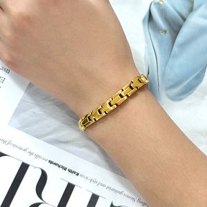 High-end minimalistische armband voor heren en dames, eenvoudige nis, roestvrij staal, geometrisch ontwerp, 18K vacuümvergulde armband