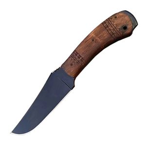 Couteau droit de survie de nouveau design haut de gamme 80crv2 lame noire à pointe de chute pleine poignée en érable couteaux de chasse en plein air avec gaine en cuir