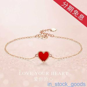 High End Original 1to1 Bracelets para mujer Little Red Heart 18K Gold Pulsera de oro Femenino Rosa Amor Platino Elegancia Sterling Silver Dainty Charm Pulseras