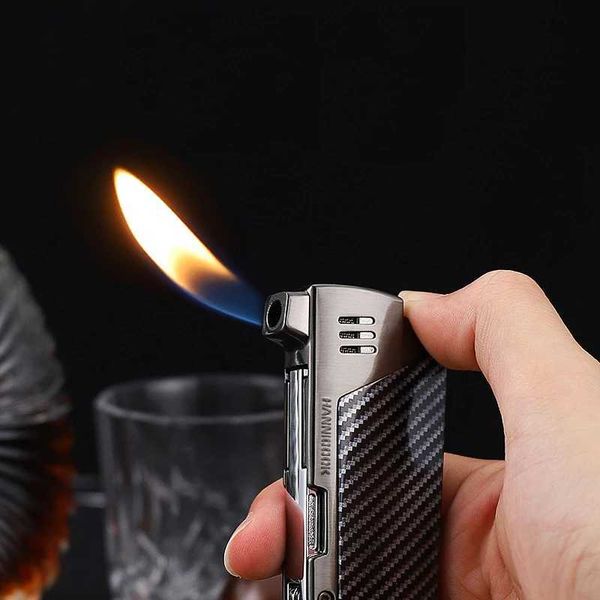 Encendedor de Metal de tubo de alta gama, fibra de carbono, multifunción, accesorios para cigarrillos, pequeños regalos para hombres