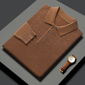 Polo haut de gamme pour hommes mélange de laine de haute qualité à la mode brodé à manches longues t-shirt style coréen vêtements décontractés pour hommes 240326