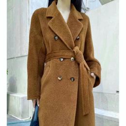Manteau en alpaga populaire haut de gamme pour femme, épais, mi-long, tempérament d'automne et d'hiver, en laine, nouvelle collection 2023