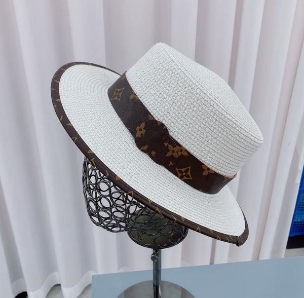 Ceinture presbytérienne haut de gamme haut plat chapeau de paille à larges bords chapeau de soleil chapeau de soleil chapeau de plage ins vent décontracté