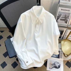 High-end pull-over poloshirt met lange mouwen, heren lente- en herfsttrend, lichte volwassen voering, los effen casual shirt