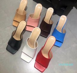 Sandalias elásticas de alta calidad en varios colores, mulas de cuero genuino con suela cuadrada, tamaño del paquete de origen