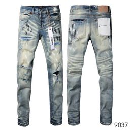 Hoogwaardige kwaliteit paarse jeans Herenjeans Designer Jeans Heren zwarte broek Retro straat casual joggingbroek Joggingbroek 9037