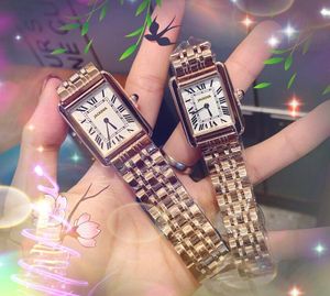 Montres haut de gamme rétro romaines à cadran de réservoir pour femmes, batterie à quartz, super horloge, bracelet en cuir véritable, bracelet en acier inoxydable, cadran carré, chaîne, ultra fine, cadeaux