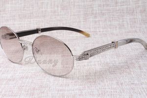 gafas de sol de diamante redondo de gama alta 7550178 ángulo blanco y negro natural Gafas de sol de ángulo recto hombres Tamaño de anteojos femeninos: 57-22-135 mm