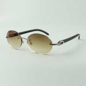 Gafas de sol retro ovaladas Buffs 8100903-B con varillas de cuerno de búfalo negro natural y lentes de 58mm
