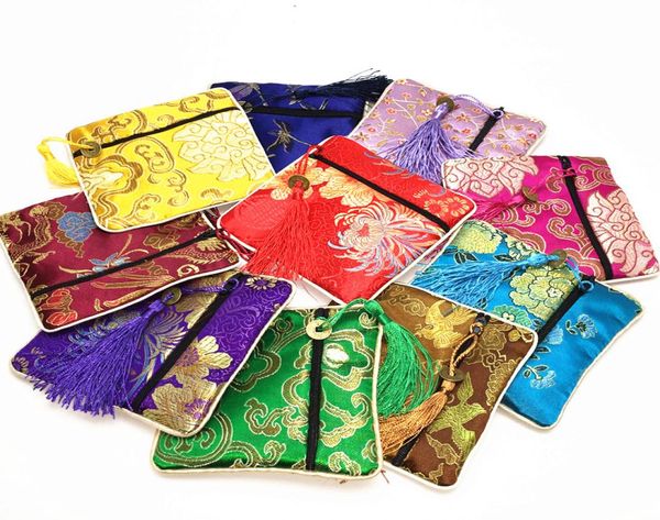 Small-glasping Coin Purse Silk Brocade Fabric Bijoux Sacs-cadeaux Tassel Bracelet Storage Poux de mariage Faveur 50pcSlot1347405