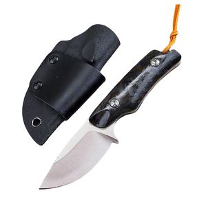 Couteau droit haut de gamme couteau à lame fixe D2 lame en acier satiné manche en Fiber de carbone couteau de chasse droit de survie en plein air gaine K