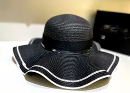 Chapeau d'été haut de gamme à large bord Zi Wave Edge, casquette de paille célèbre pour dames, chapeaux de plage à l'épreuve du soleil