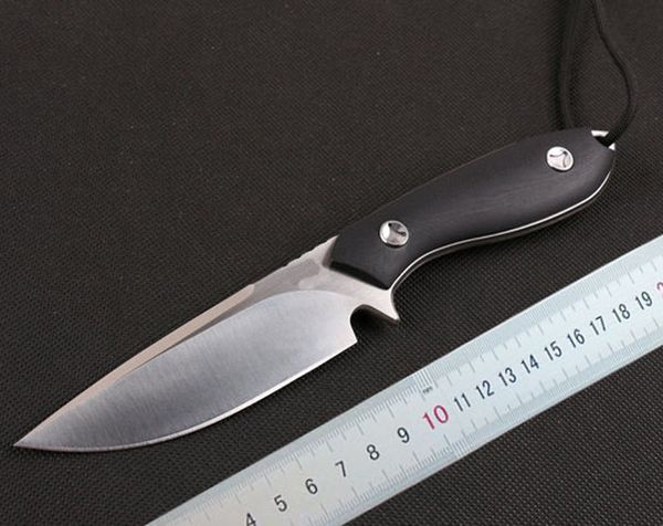 1 Uds cuchillo recto de supervivencia de alta calidad D2 hoja de punto de caída de satén CNC Full Tang negro G-10 mango cuchillos de hoja fija con Kydex