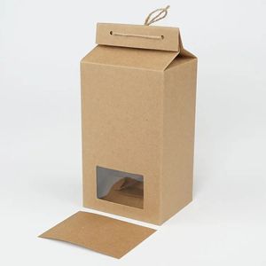 Высококачественная упаковочная коробка для чая, подарочная упаковка, картонный пакет из крафт-бумаги, сложенный мешок для хранения пищевых продуктов с орехами, стоячая упаковка