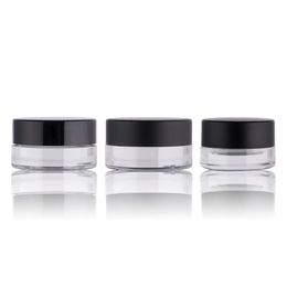 High End Dikke Bodem 3ml 5ml Transparante Glazen Oogcrème Container Pot met Zwart Schroefdeksel, custom Logo Afdrukken Huidverzorging Cosmetische Verpakking Glazen Pot Freeship