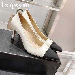 High-End sottile tacco singolo scarpe da donna in vera pelle pompe slip on scarpe per la signora autunno colore misto casual punta a punta X230523
