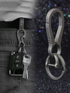 High-end titanium sleutelhanger luxe mannen auto sleutelketen sleutelring ultra lichtgewicht EDC Carabiner Holder het beste cadeau voor mannen