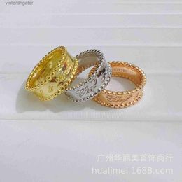 High -end Vancefe Brand Designer -ringen voor vrouwen Hoge versie vier bladklaver bijpassende platinum caleidoscoop 18k Rose Gold paar Top Grade Fine Designer Jewelry
