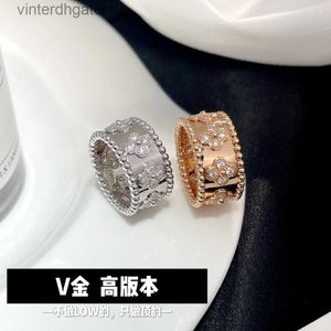 High -end Vancefe Brand Designer Rings For Women V Gold High Edition Dik vergulde 18K Clover caleidoscoop Flower Petal Ring Senior merk Logo Designer sieraden