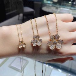 High -end Vancelfe merk Designer ketting trifolium Lucky Grass Necklace for Women 925 Pure Silver 18K Gold Full Diamond Bloemblaadjes Trendy Designer Brand Sieraden