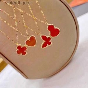 High -end Vancelfe Brand Designer ketting 18k gouden ketting kleur agaat klaver hanger met kraagketen als valentijns trendy designer merk sieraden