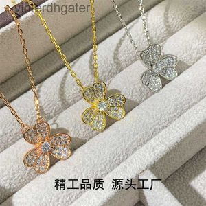 High -end Vancelfe Brand Designer Necklace v Gold Lucky Full Diamond Clover ketting voor vrouwen verguld met 18K rosé goud trendy designer merk sieraden