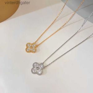 High -end Vancelfe Brand Designer ketting 925 Sterling Silver Clover ketting verguld met 18k gouden volledige diamant gelukkige trendy designer merk sieraden