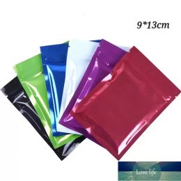 High-end verschillende kleuren reclosable ritsingverpakking Mylar Bag Glanzende pakketzakken Platte vochtproofvaartuigen Pakken Pouches 200pcs 9x13cm