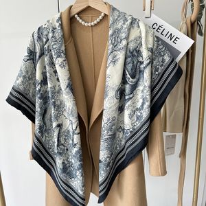 Haut de gamme velours Animal Jungle nouvelle mode écharpe en laine de soie femmes de haute qualité automne et hiver vêtements chauds d'extérieur Talma écharpe carrée