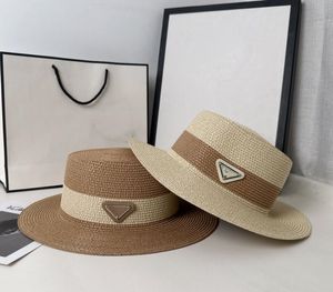 Haut de gamme avec triangle métal marque chapeau de paille femme printemps et été mode tout vacances plage parasol haut chapeaux