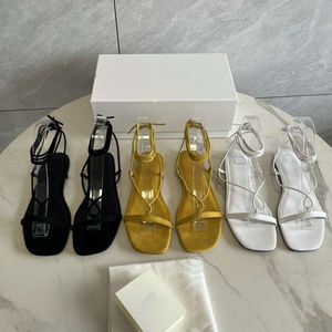 Zapatos para mujeres de alta gama para el verano de 24. Sandalias de corbata de pie plana de estilo cuadrado de estilo cuadrado con un temperamento sexy y elegante
