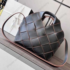 High-end geweven tas schouder dames handtas tote lowwe overtollig echt lederen lederen patchwork dambord crossbody tote grote capaciteit winkelmandje